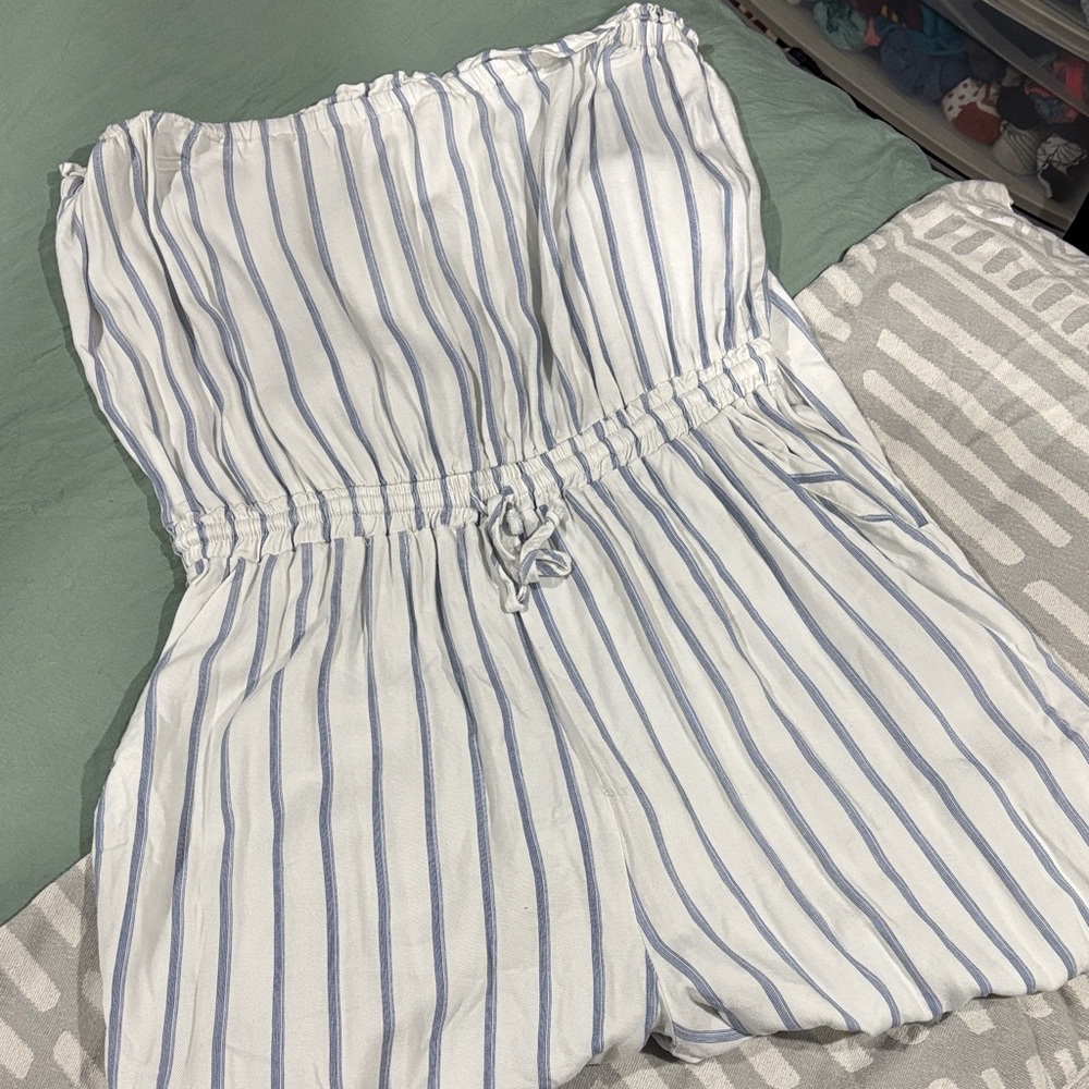 Striped Blue and White Jumpsuit